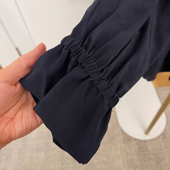 ALLSAINTS Alia 100% Silk Blouse, Navy, Size XS - Picture 5 of 7